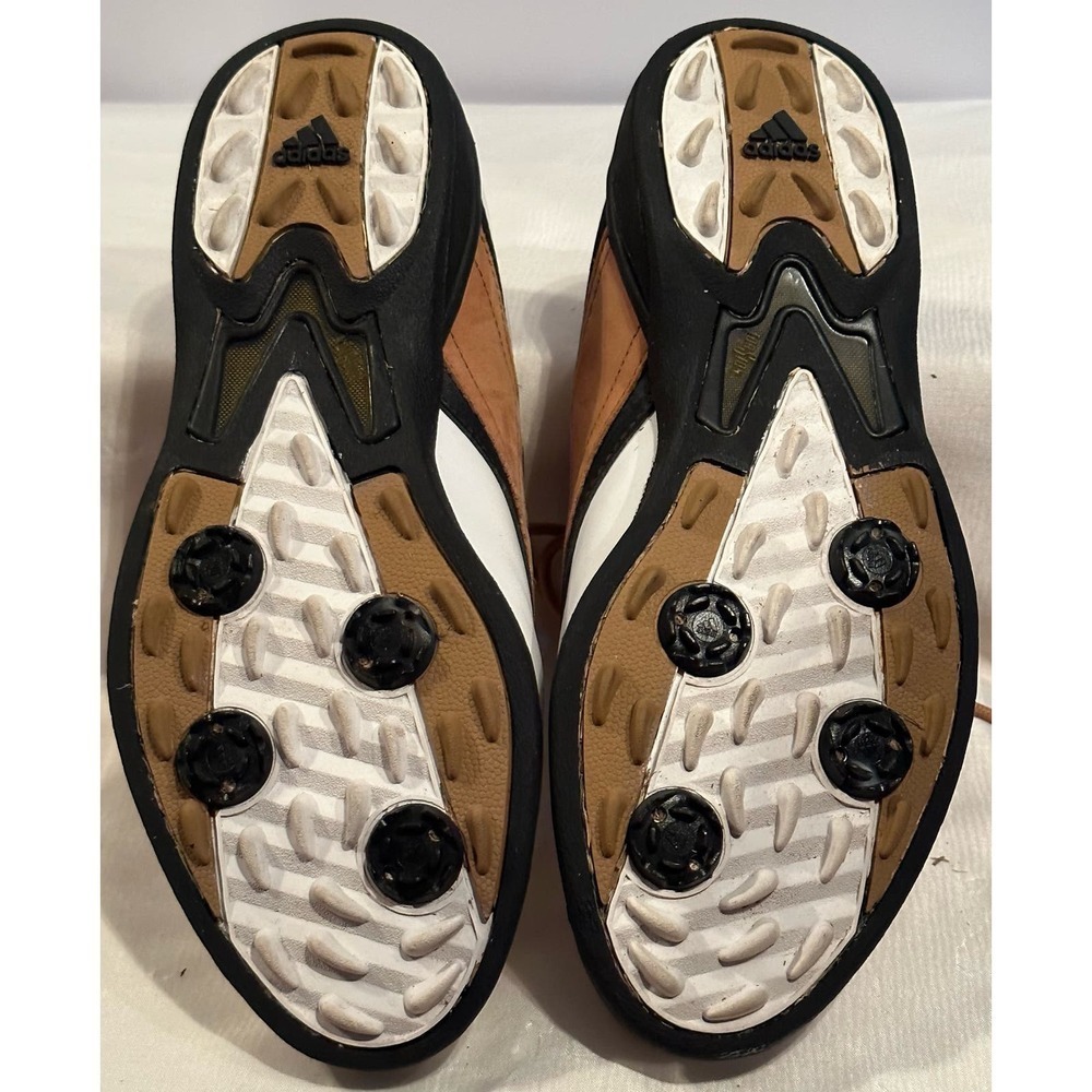 Adidas Womens Tan White Leather EVN 791 Lace Up Golf Cleats Shoes Sz 6 - Picture 9 of 12